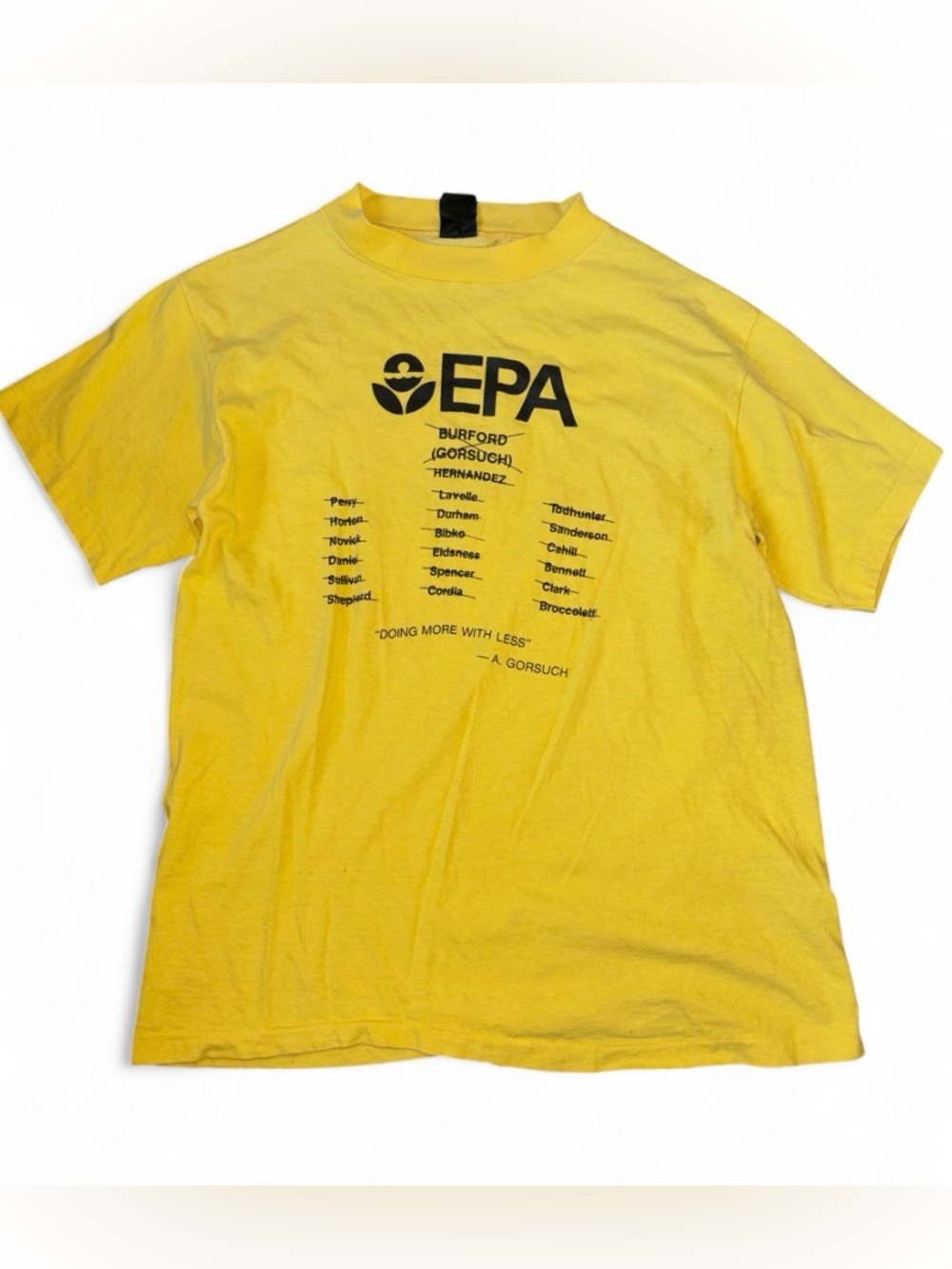 80s Anvil “EPA” Humor Yellow Single Stitch Tee Shirt Large